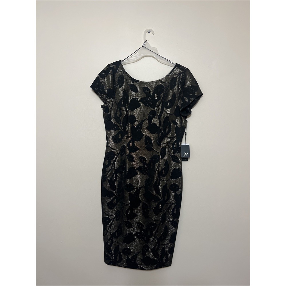 Adrianna Papell Metallic Jacquard Sheath‎ Dress Womens 12 Cocktail Party New